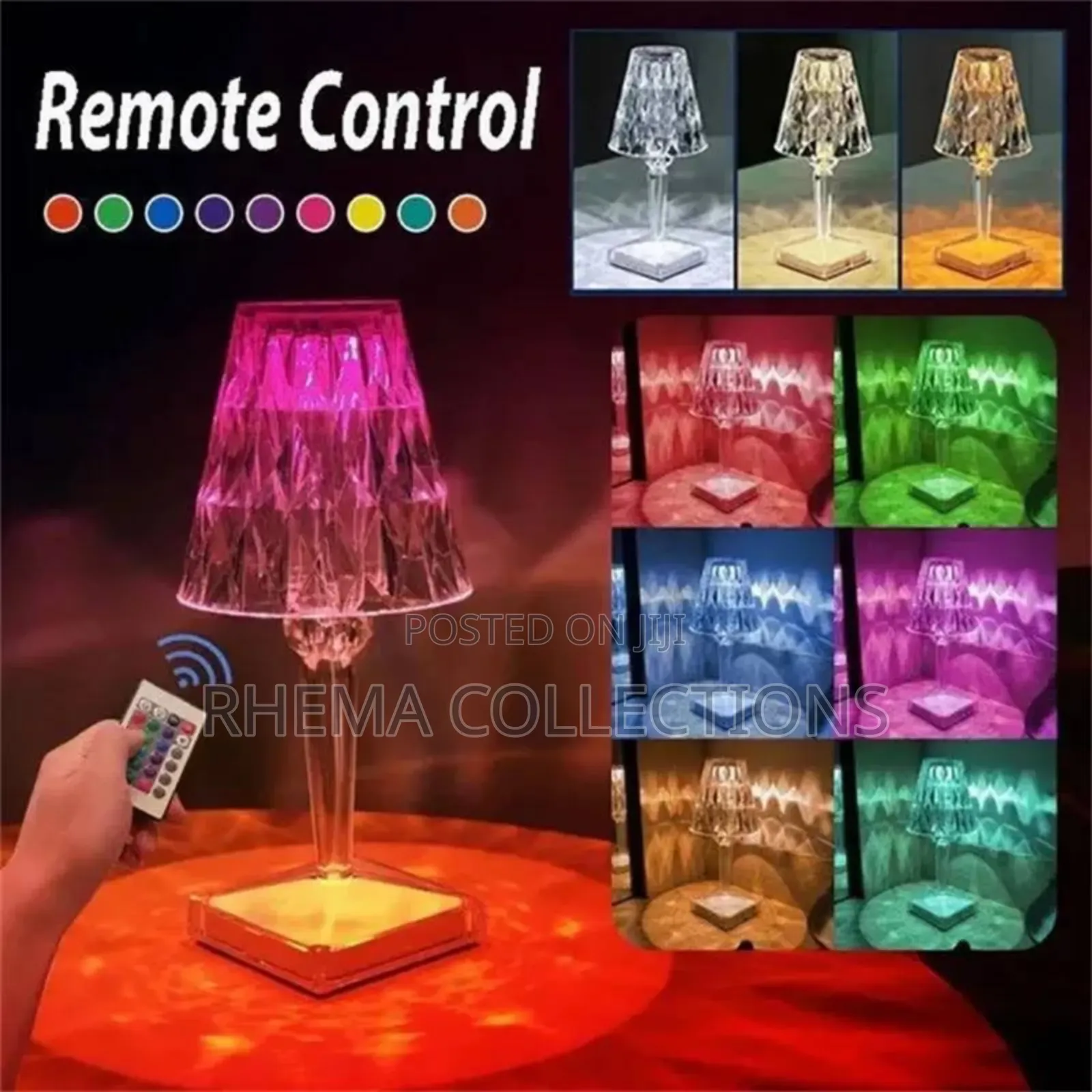 Rechargeable Diamond Crystal RGB Multi Colored Bed Side Lamp