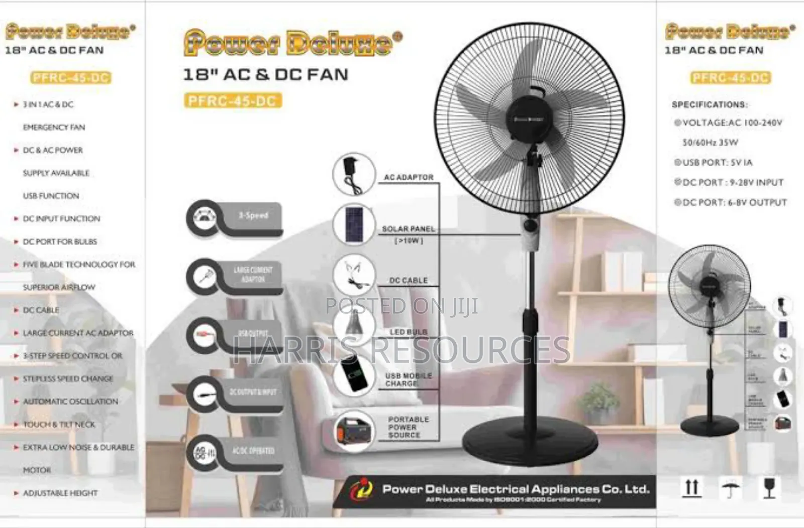 Power Deluxe Ac/Dc 18 Inches Standing Fan - PFRC-45-Dc