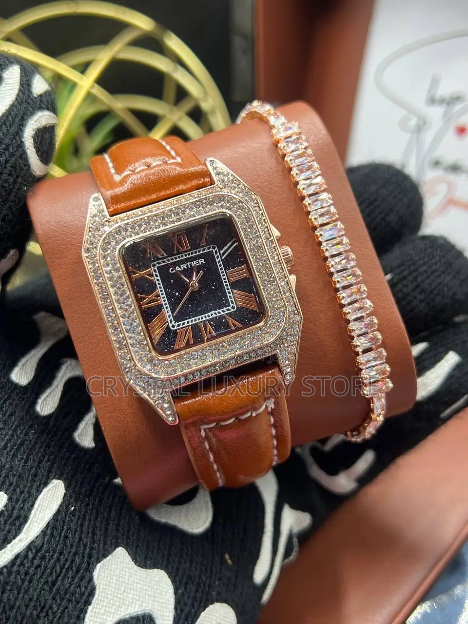 Cartier Quality Men Genuine Leather Wristwatch