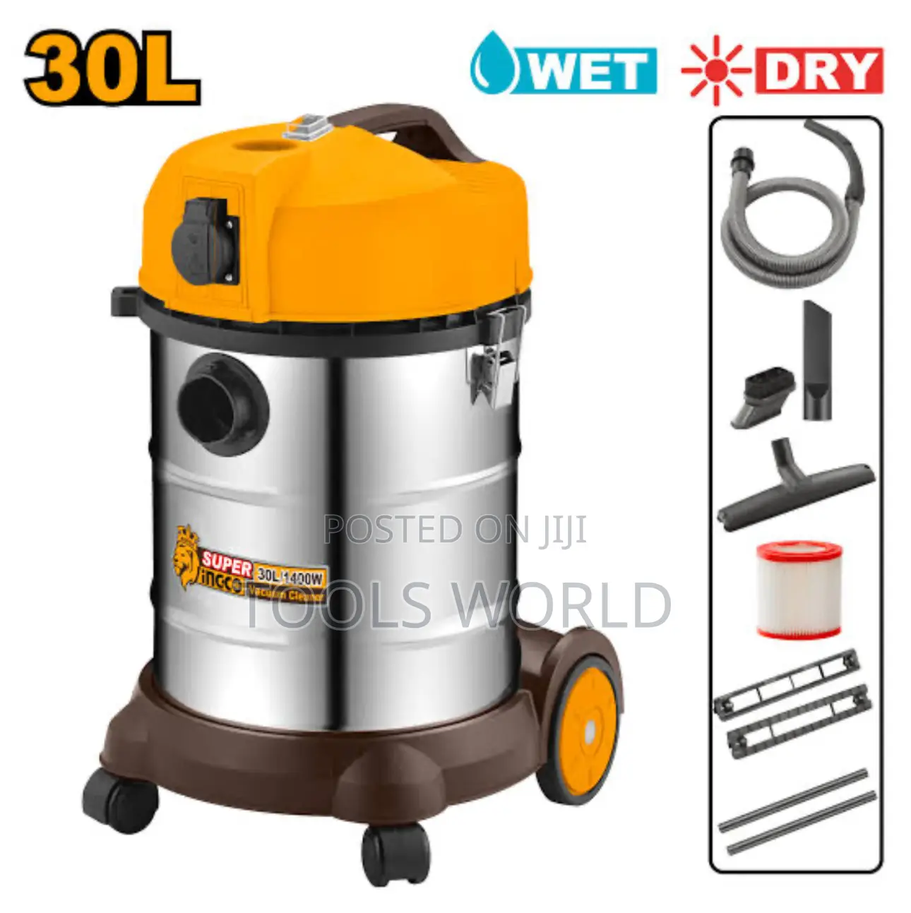 Ingco Heavy Duty Wet and Dry 30L Vacuum Cleaner (VC14301)