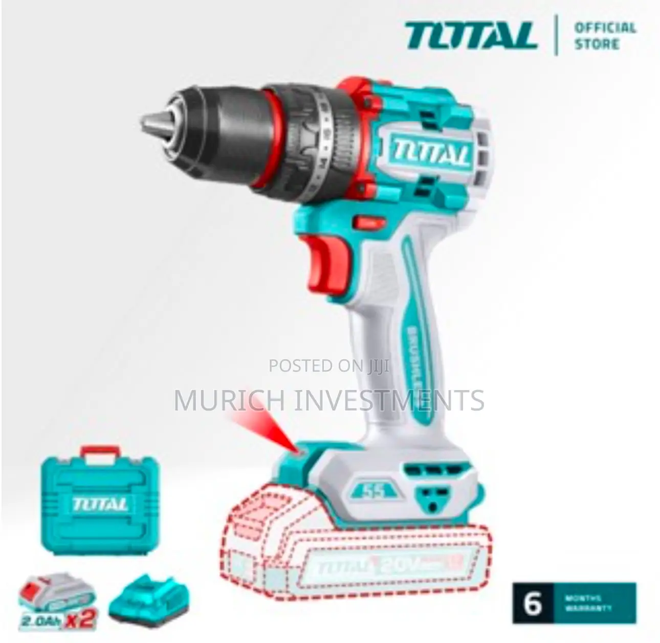 Total Li-Ion Compact Brushless Impact Drill 20V 55nm