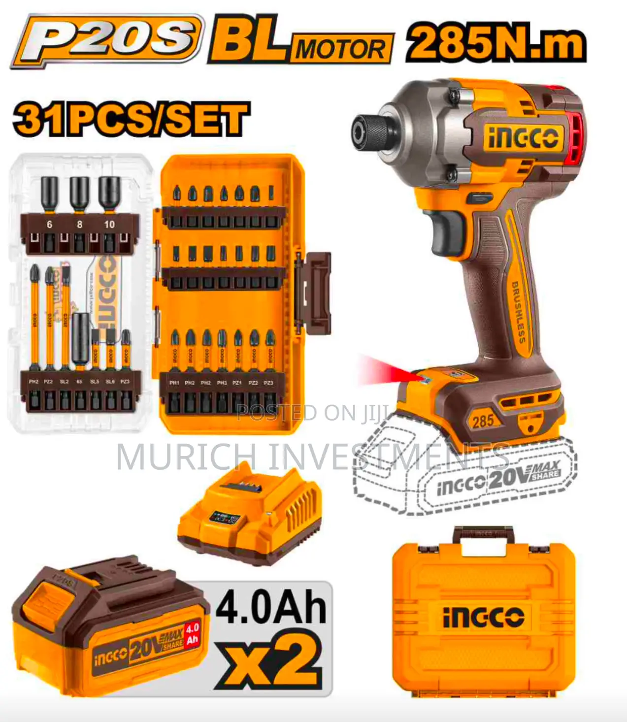 INGCO COSLI240966 Cordless Impact Driver With Tools