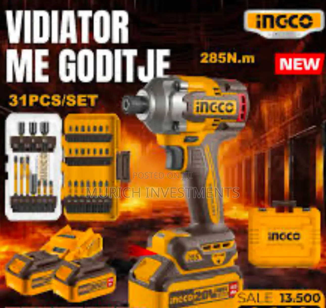Ingco Cordless Impact Driver 285m With 4.0ah Batteries