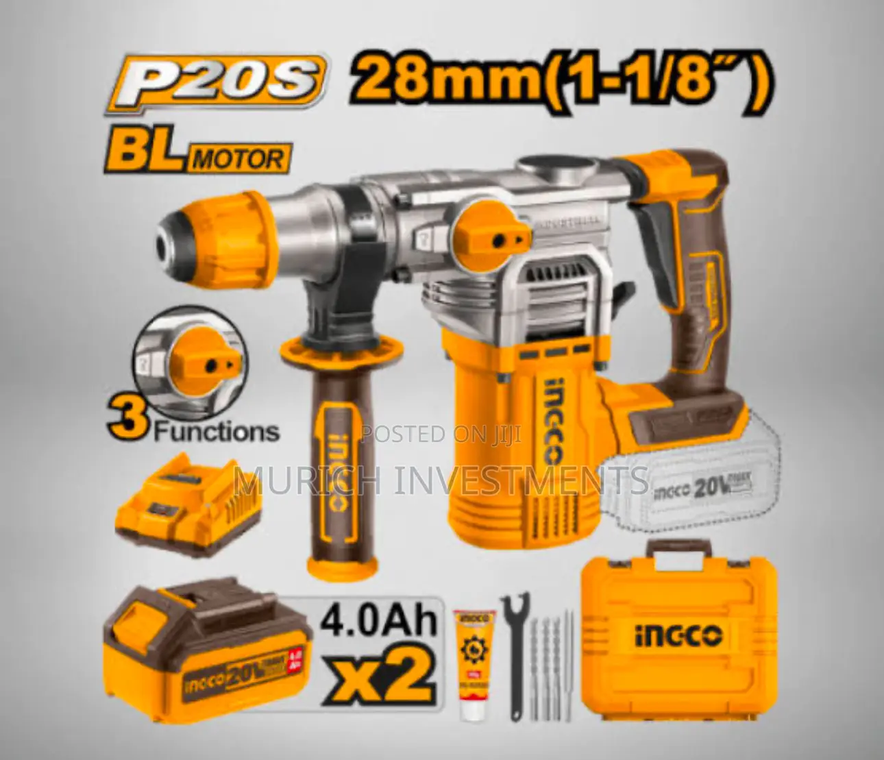 Lithium-Ion Cordless Rotary Hammer 20v INGCO – CRHLI202882