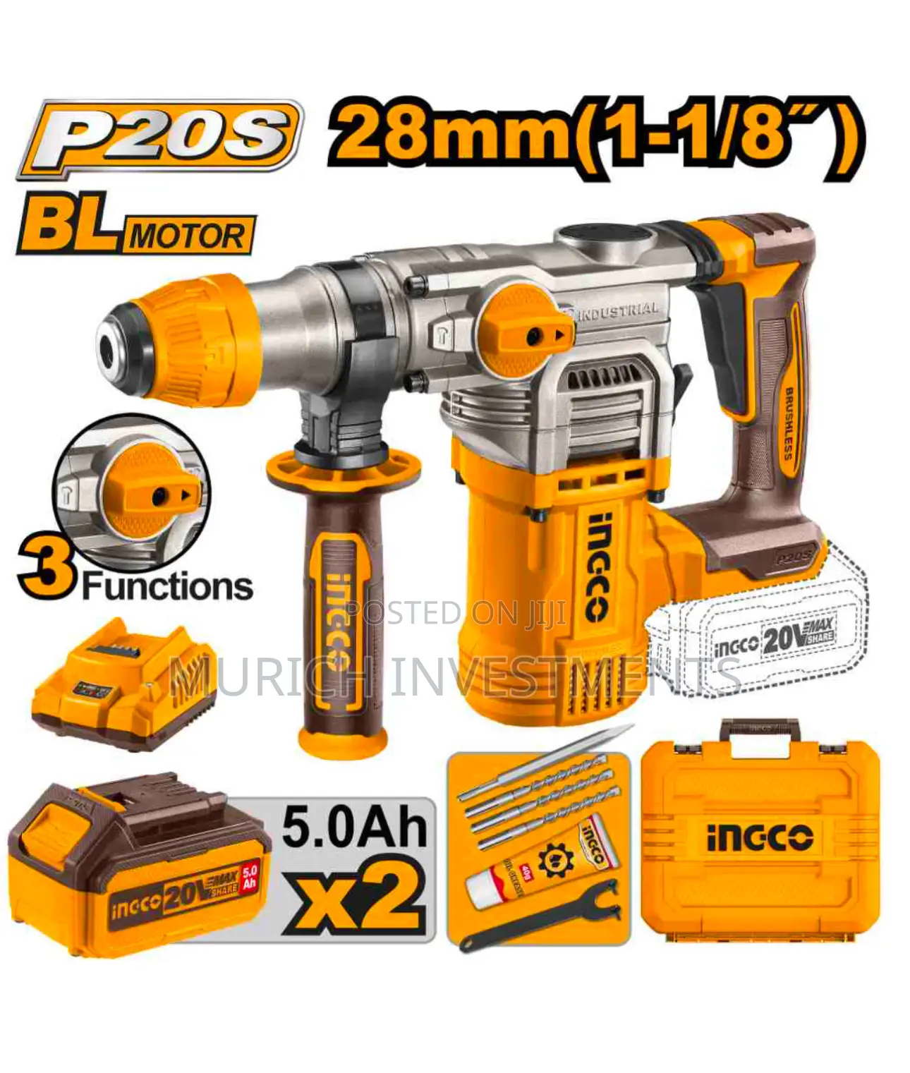 Ingco Cordless Rotary Hammer With 5.0ah Batteries X 2