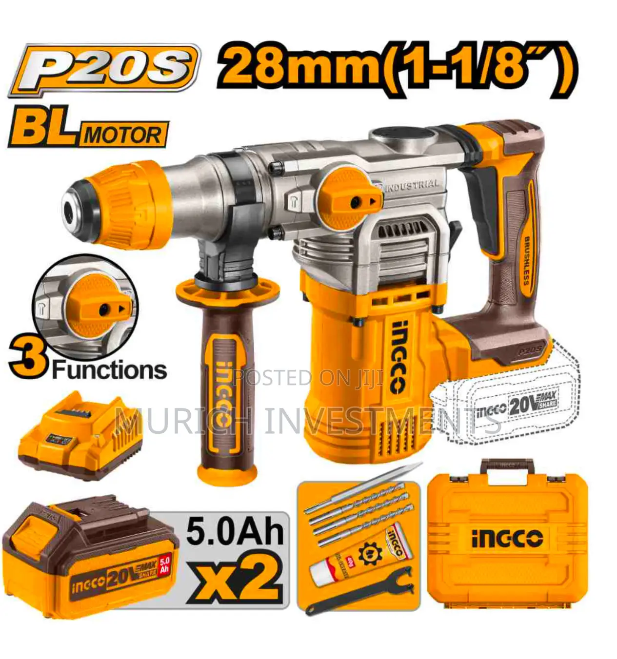 Ingco Cordless Rotary Hammer With 5.0ah Batteries X 2