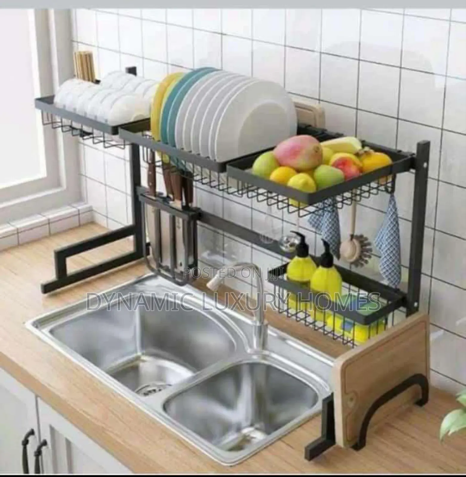 Black Double Bow Kitchen Rack