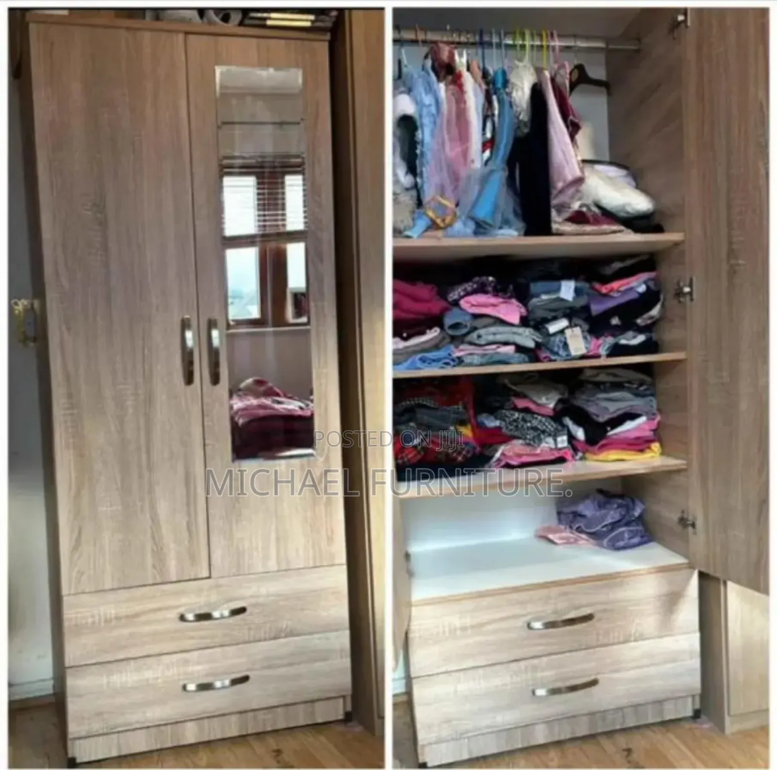 Sturdy and Well Crafted 32 by 6 Wardrobe With 2 Drawers