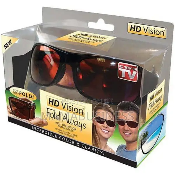 Hd Vision Wrap Around Fold Aways Night Driving Glasses