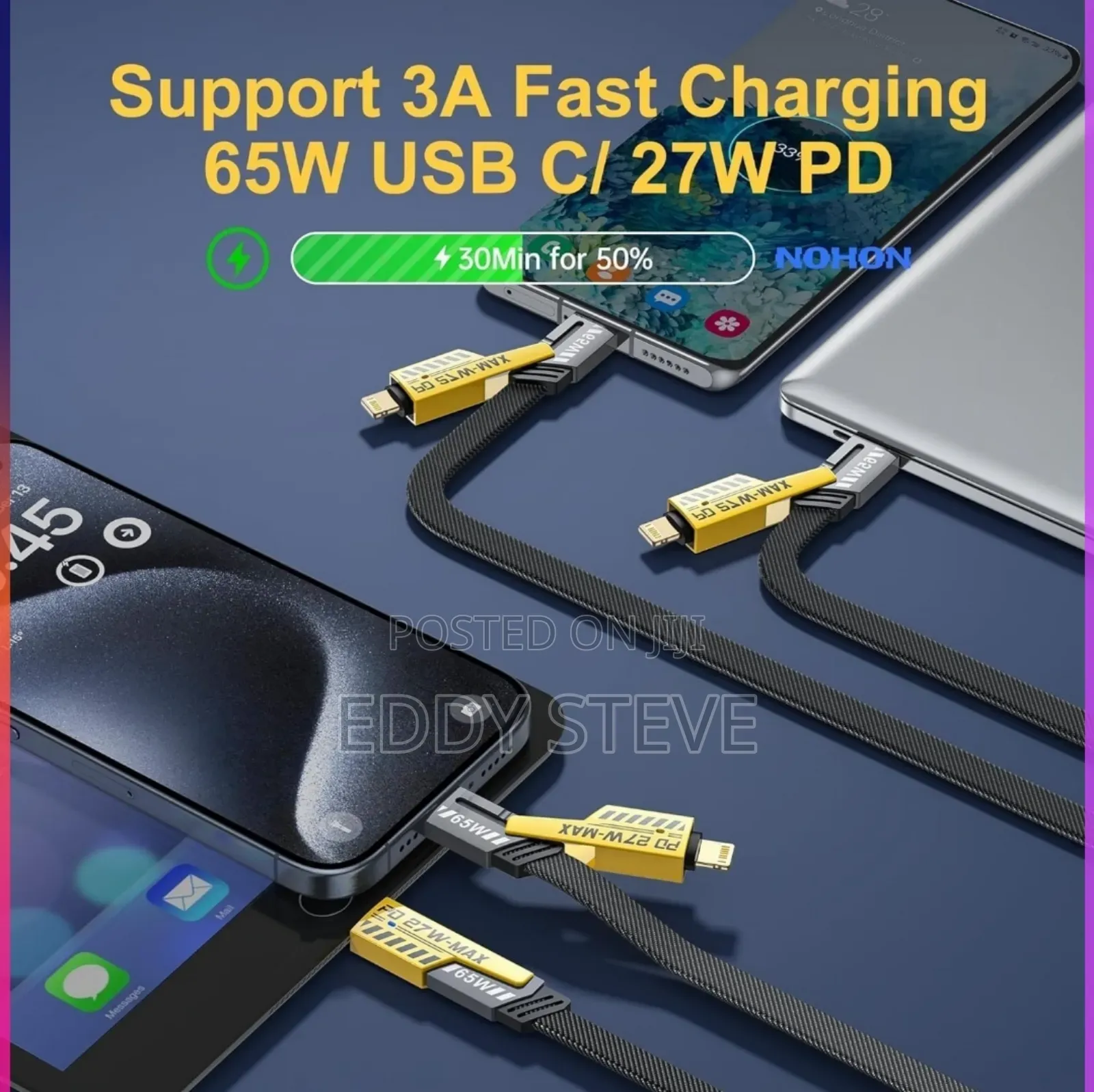 4-in-1 Light-Ning to USB C 27W,Type C to C 65w/ USB a 3.0