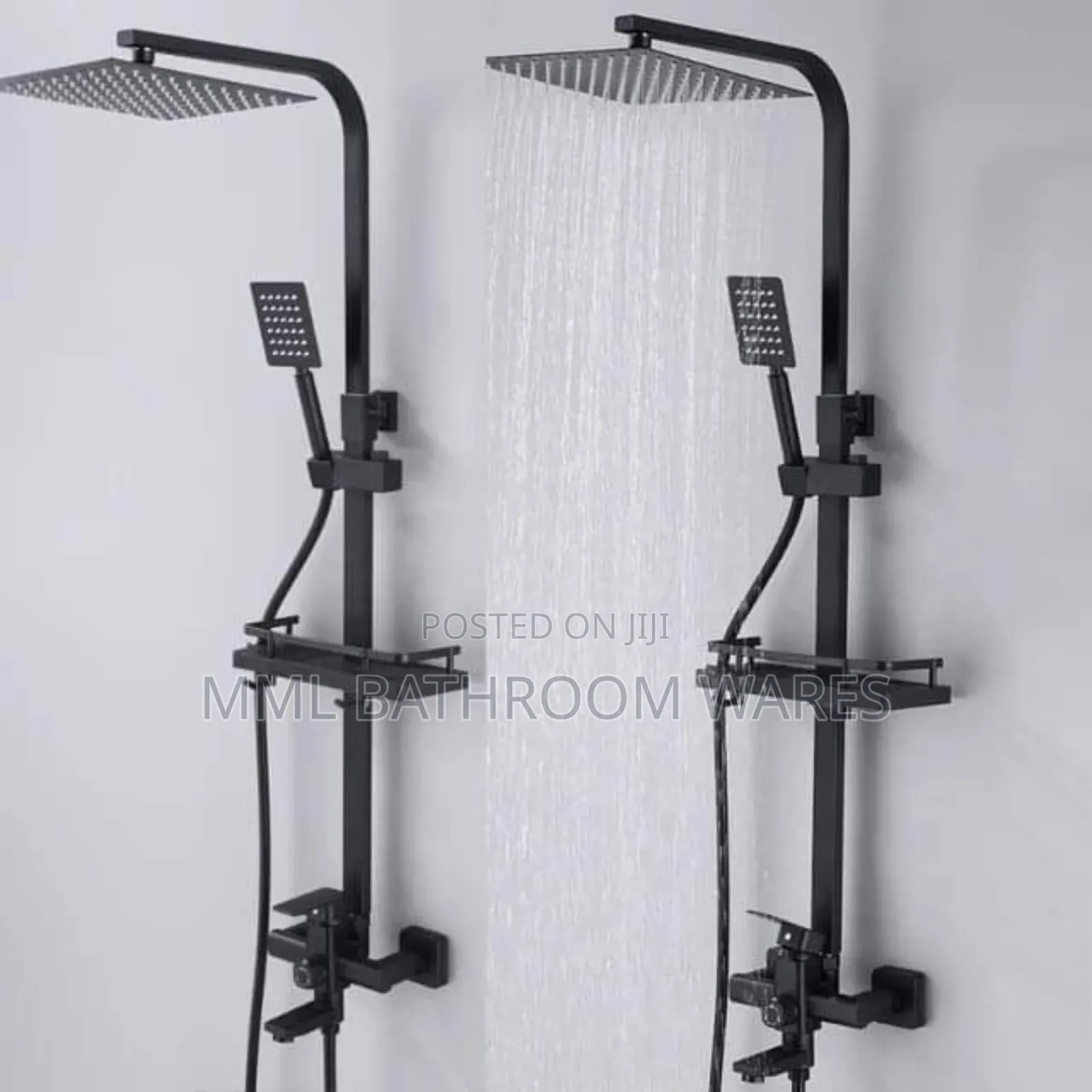 Black Shower With Shower Rack
