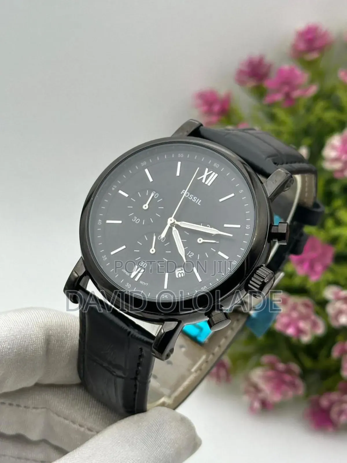 *Fossil Chronograph Leather Watch