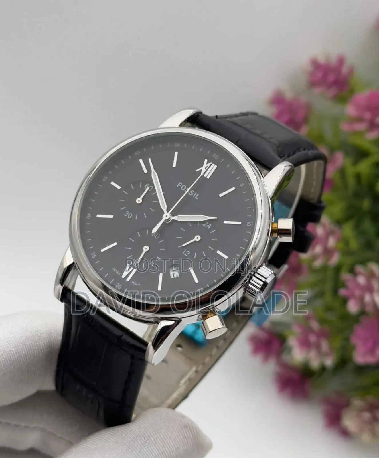 *Fossil Chronograph Leather Watch