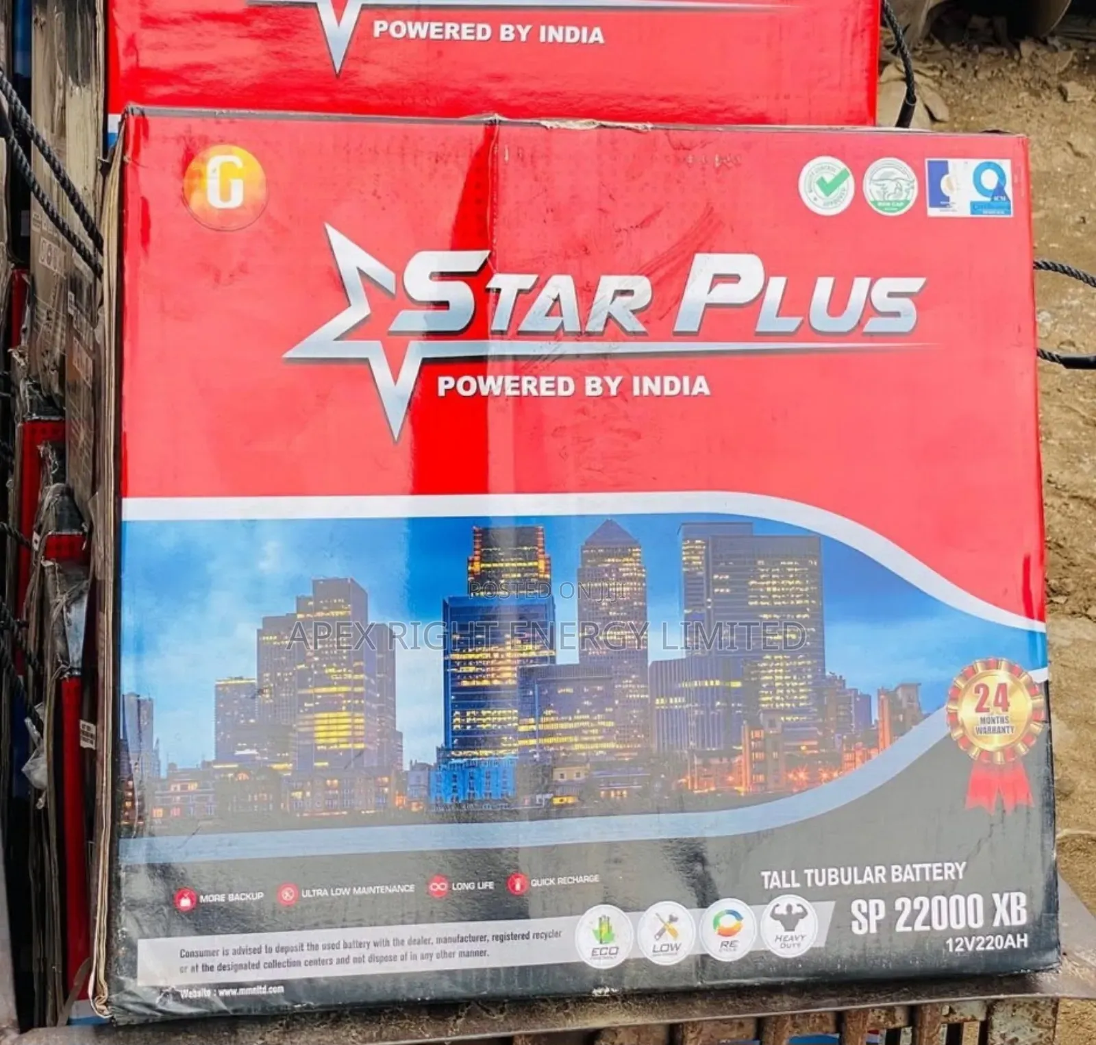 220ah Star-plus Tall Tubular Battery