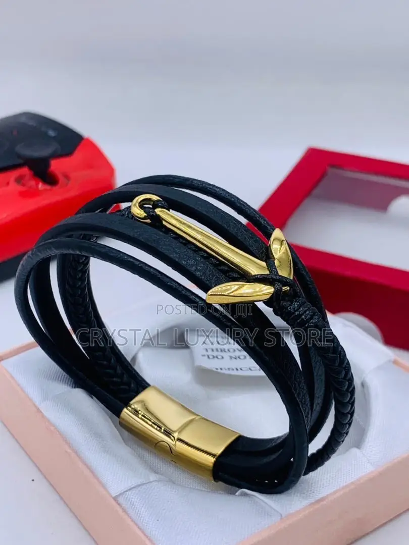 High Quality Luxury Men Genuine Leather Hand Bracelet