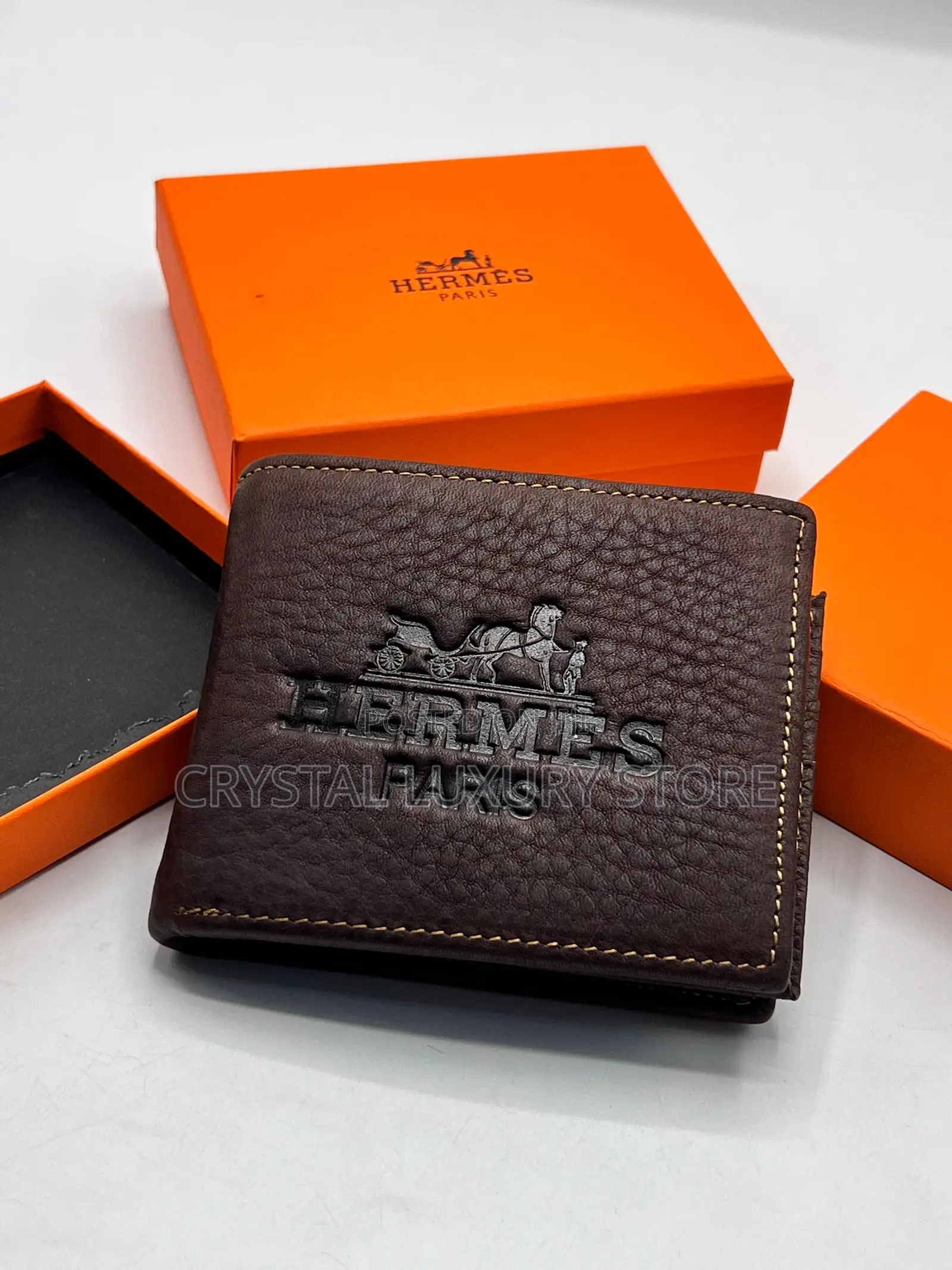 Hermes Quality Luxury Men Genuine Leather Wallet