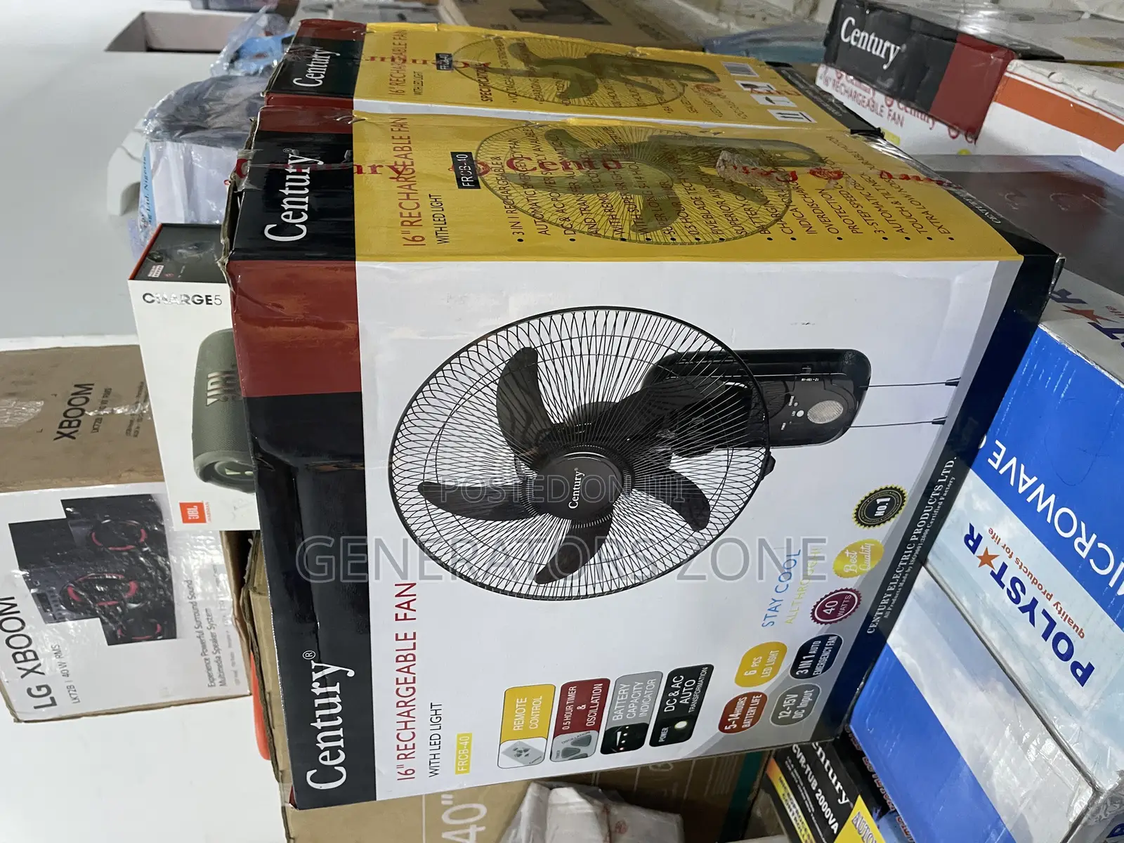 Remote Control Century 16" Recheargeable Fan With Led Light
