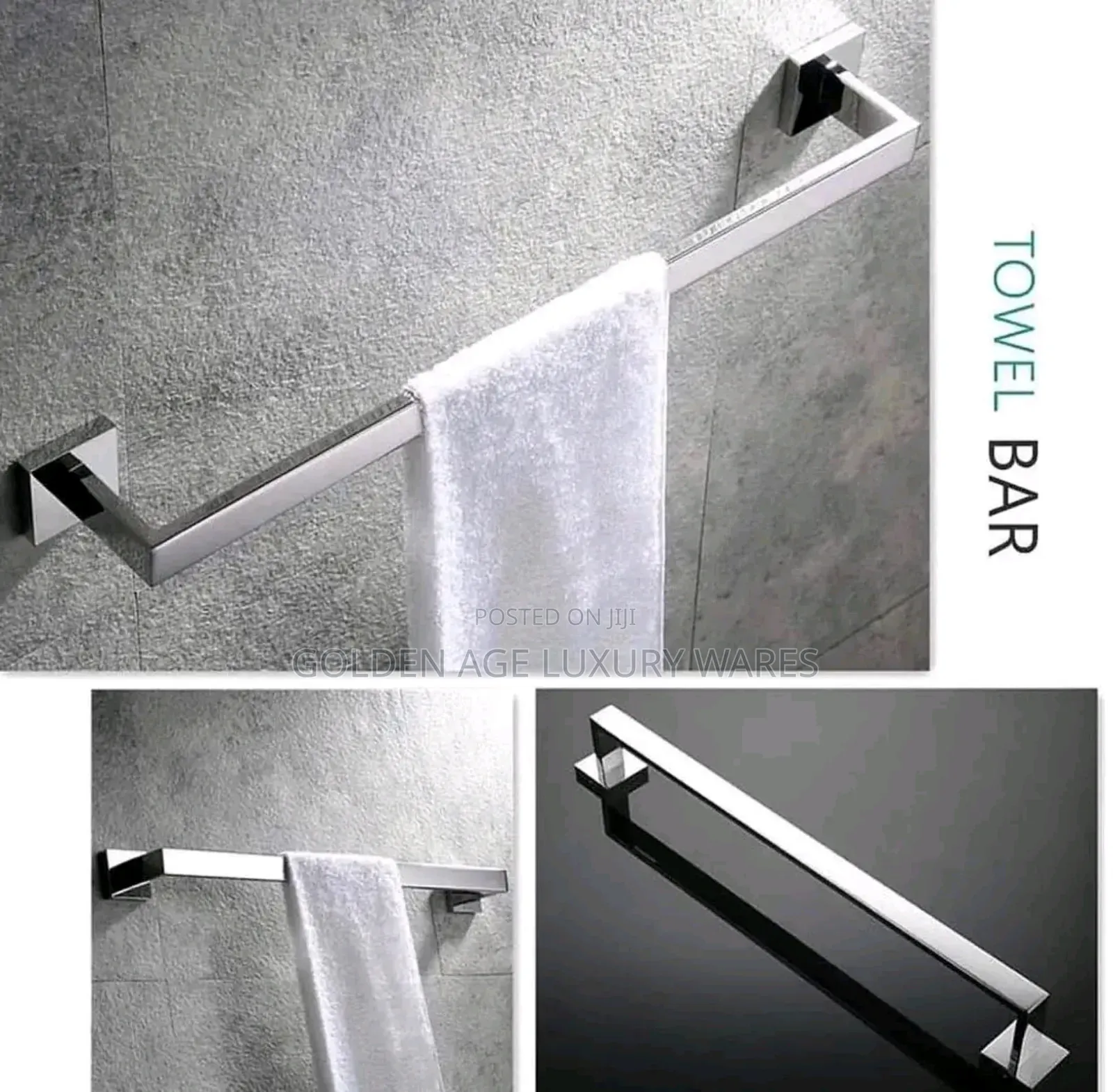 Square Chrome Single Towel Rack