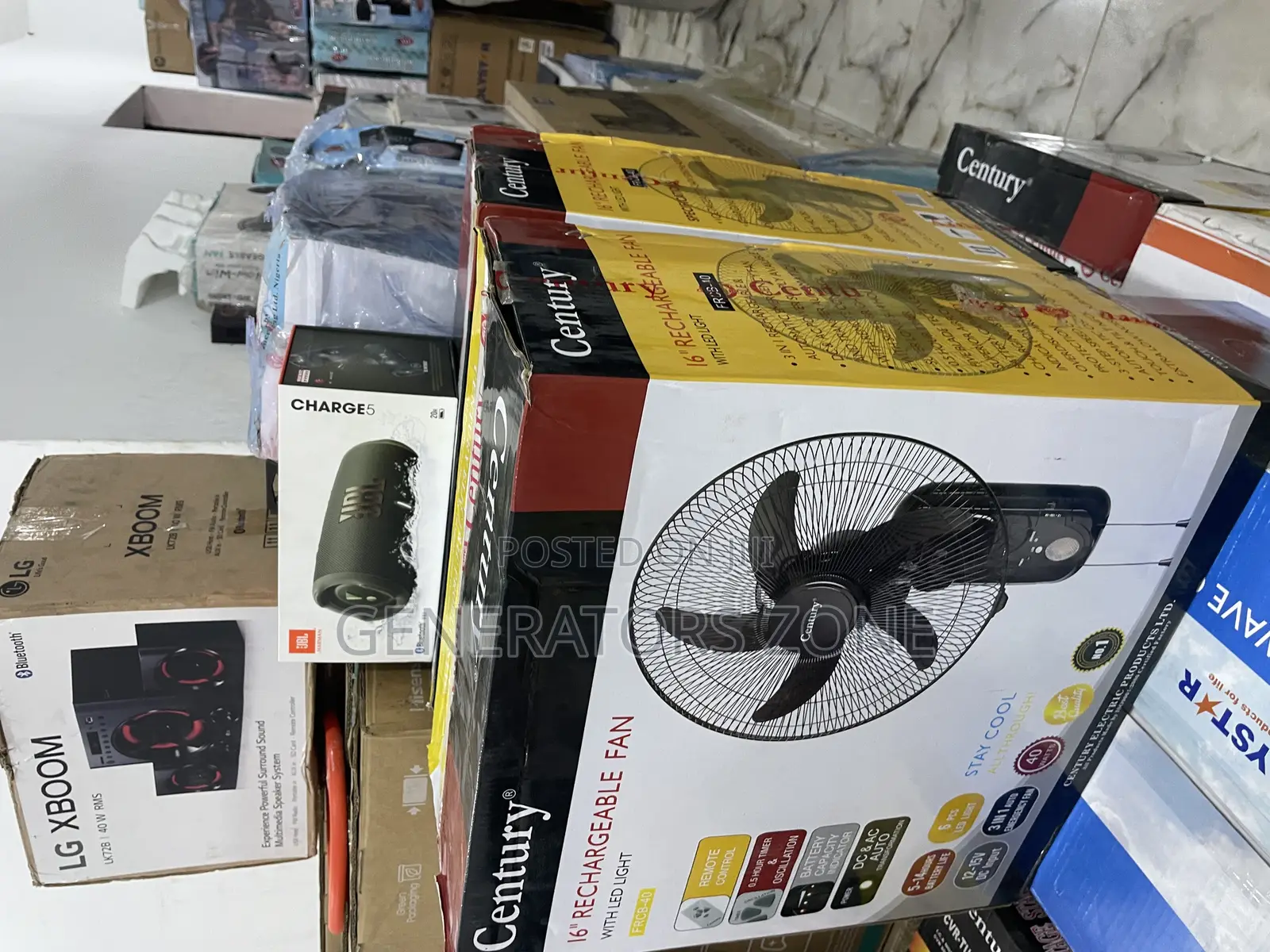 Long Battery Century 16" Recheargeable Fan With Led Light