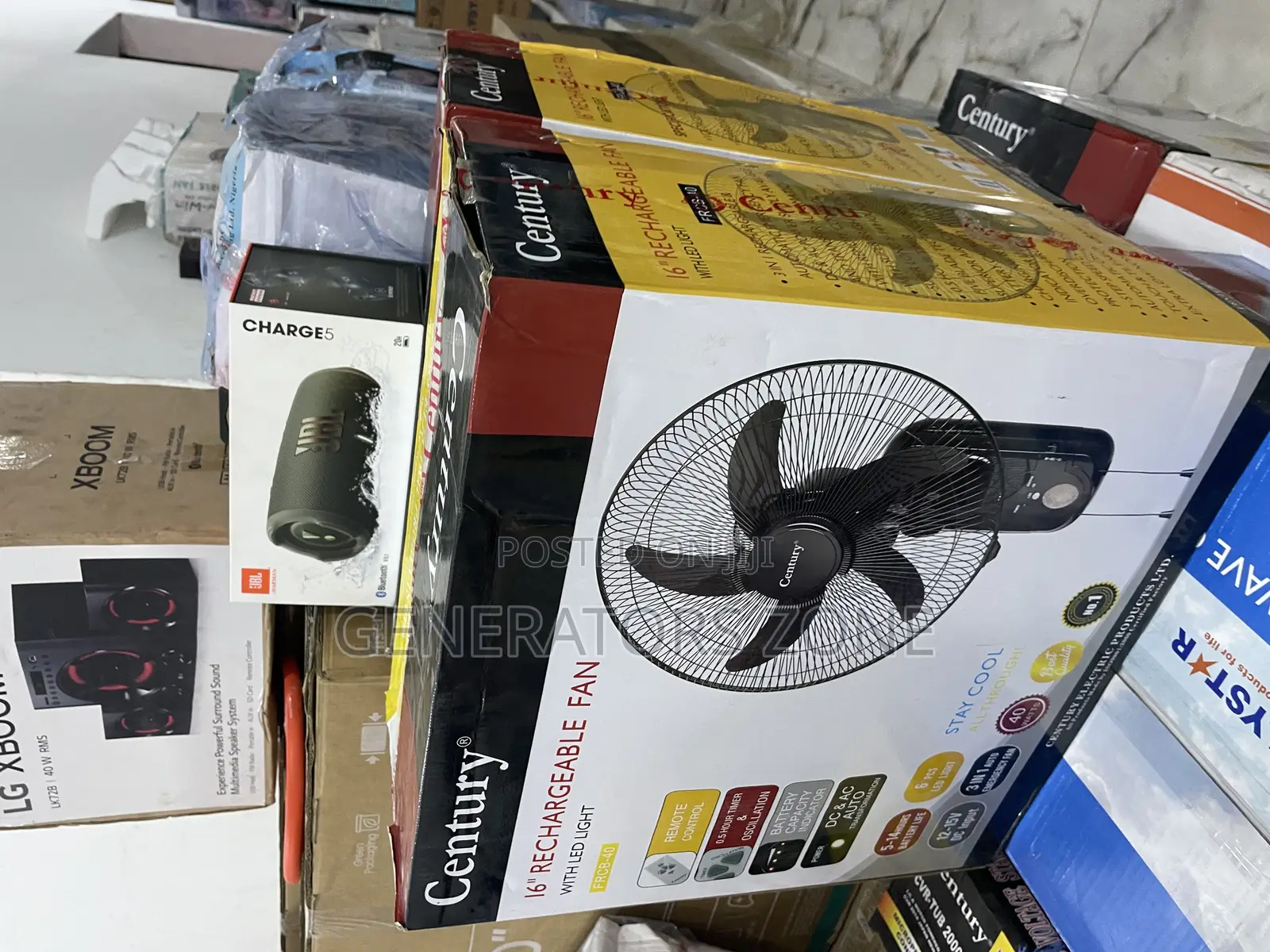 Quick Charge Century 16" Recheargeable Fan With Led Light