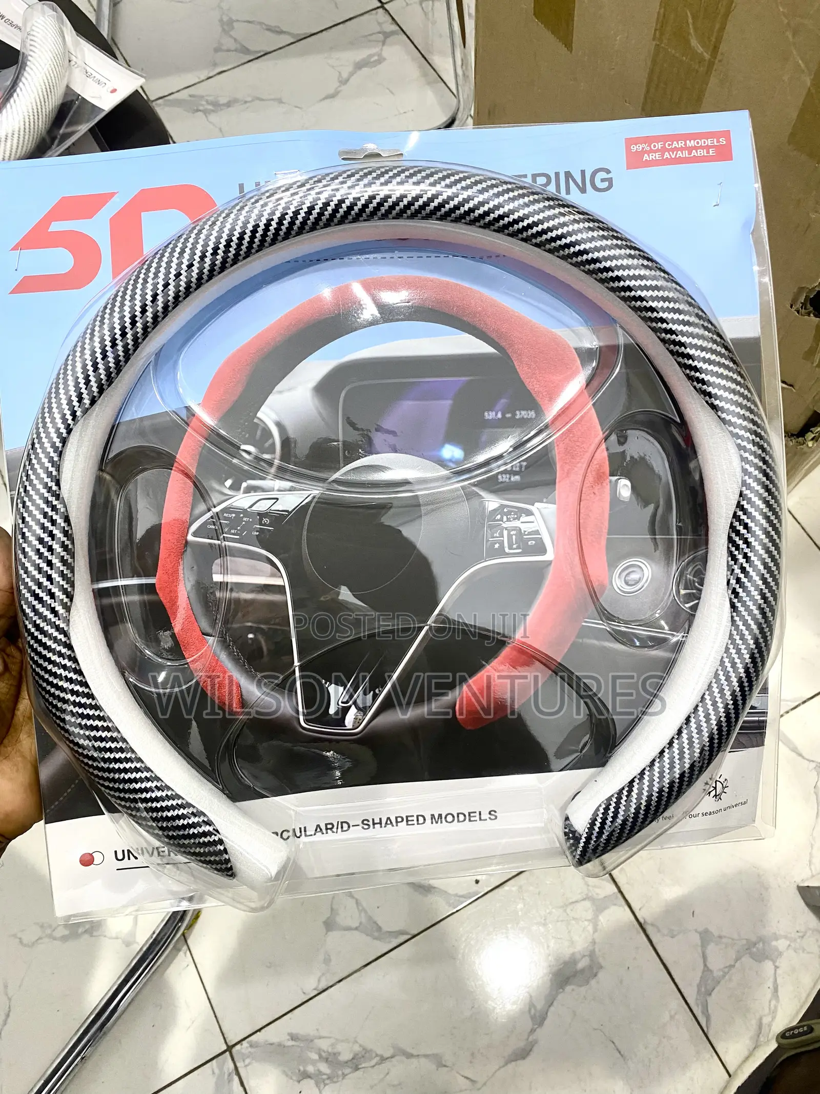 Universal Fit White and Black Glossy Steering Wheel Cover