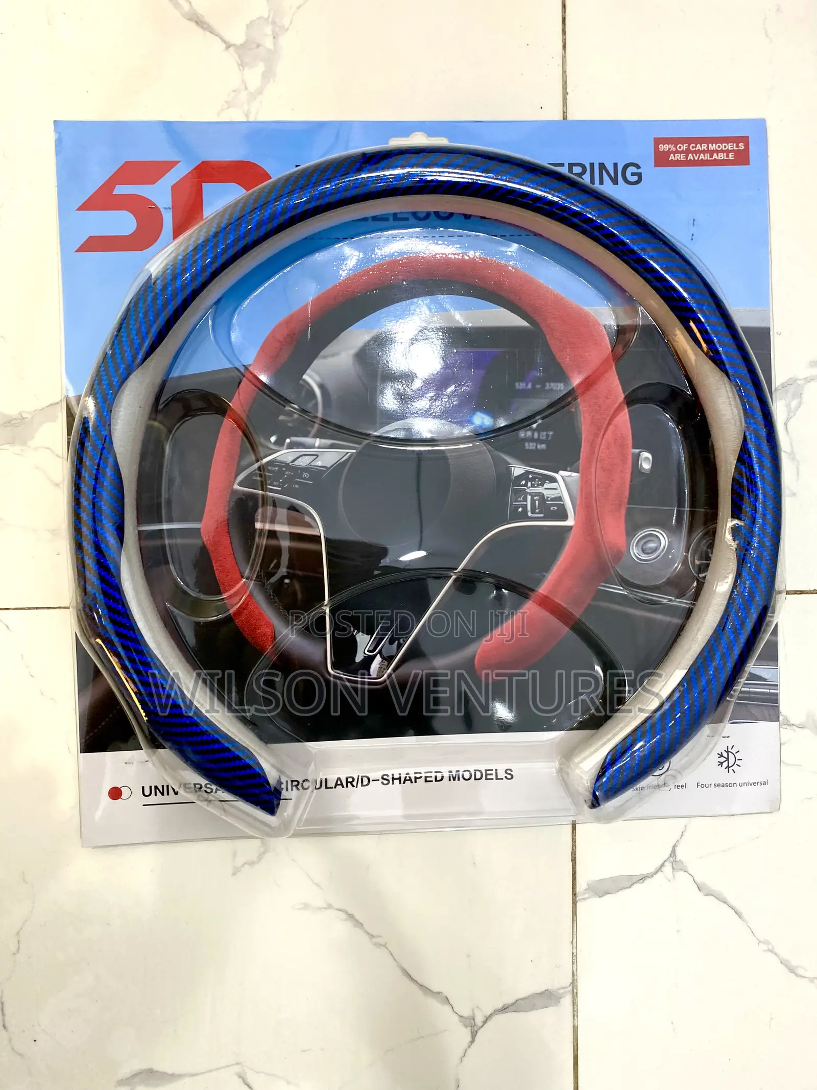 Universal Fit Blue Color Glossy Steering Wheel Cover