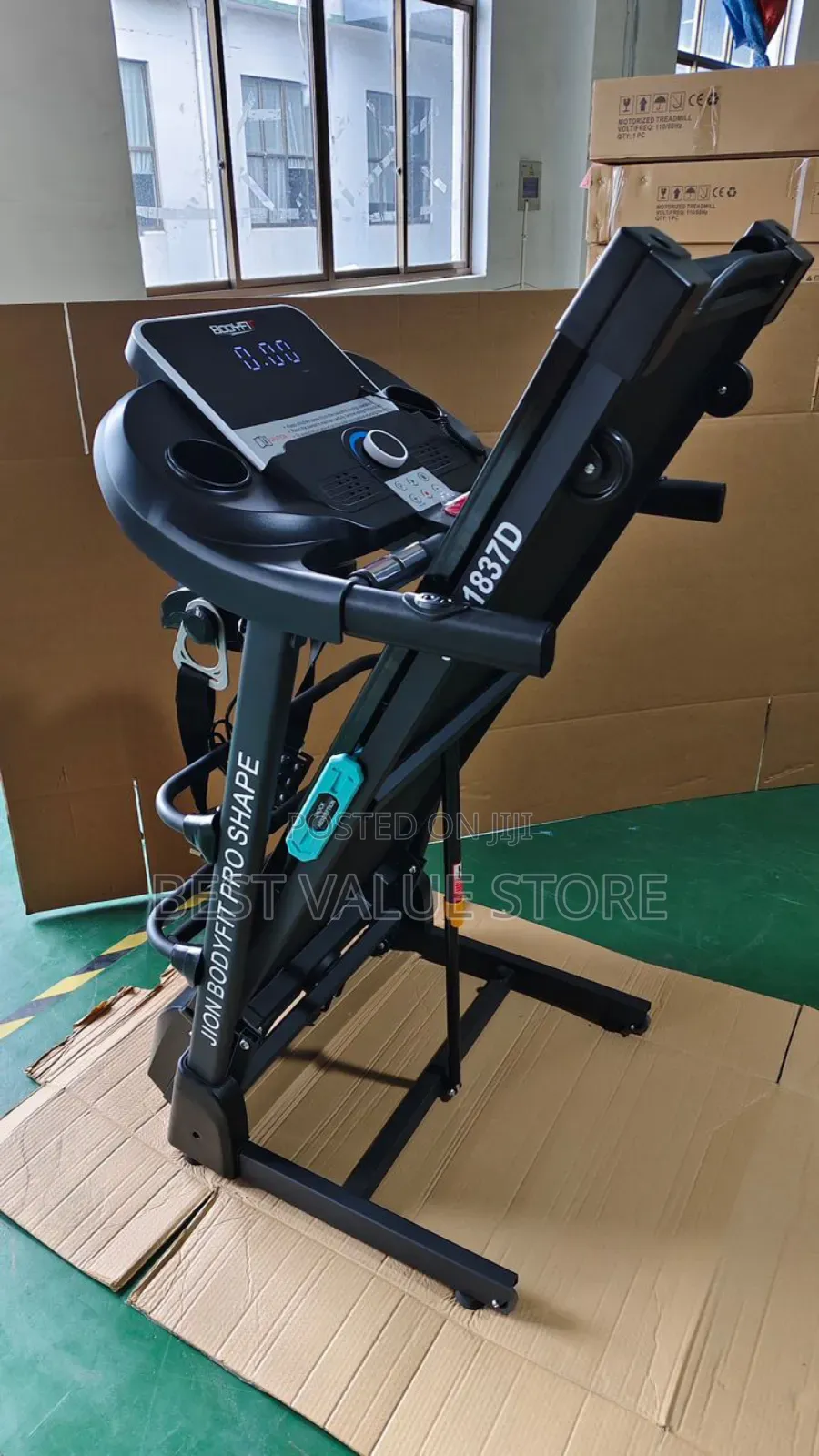 Bodyfit 3hp Treadmill With Massager Dumbbells Foldable