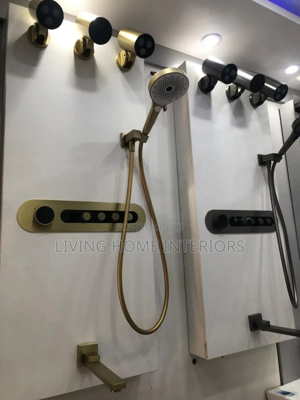 Luxury Matt Gold and Black With Buttons Conduct Shower