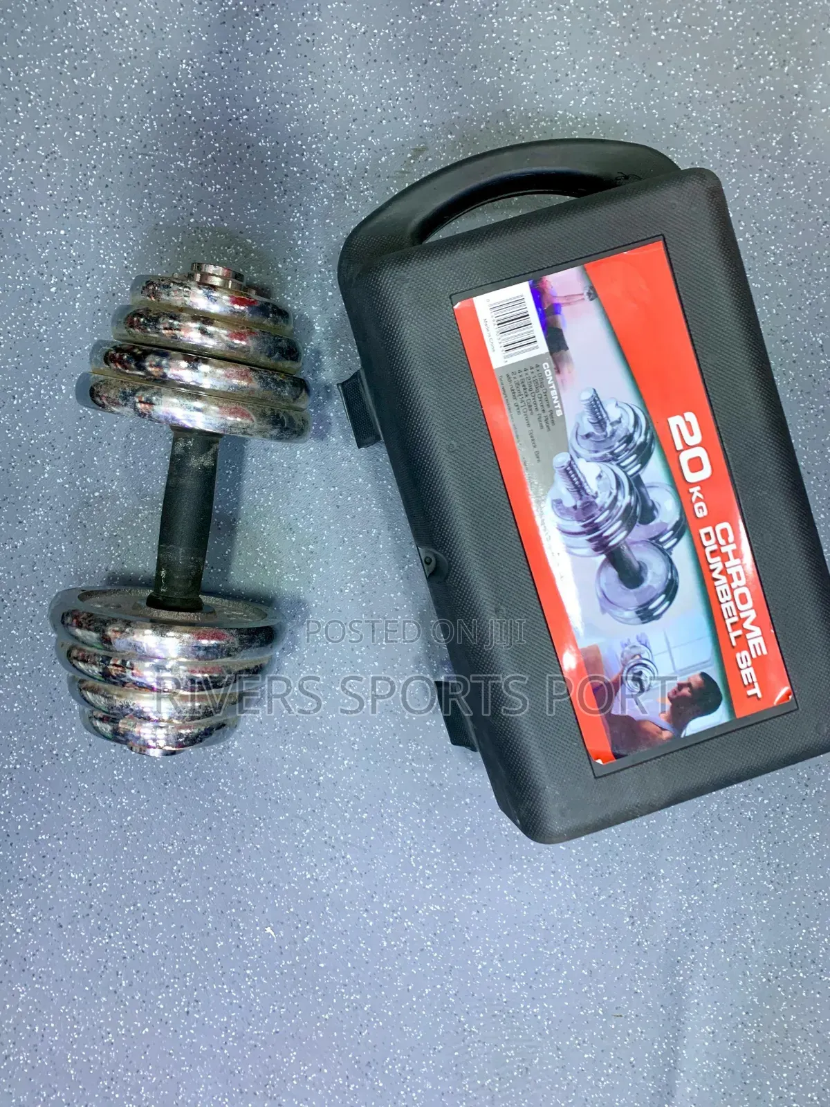 20kg Adjustable Chrome Dumbbell With Carry Case Box, Soft Grip Handles