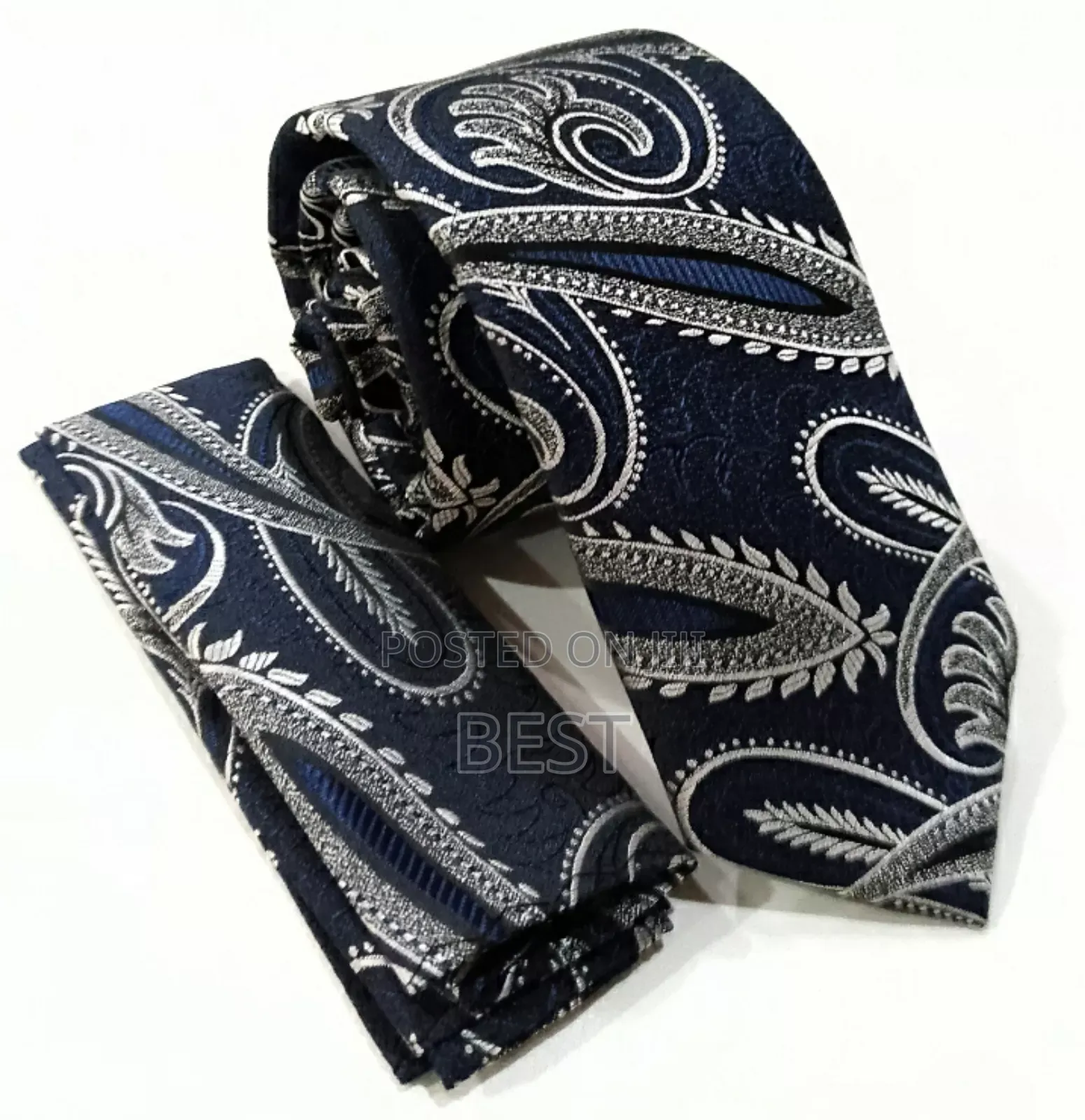 Pattern Quality Long Neck Ties With Pocket Square
