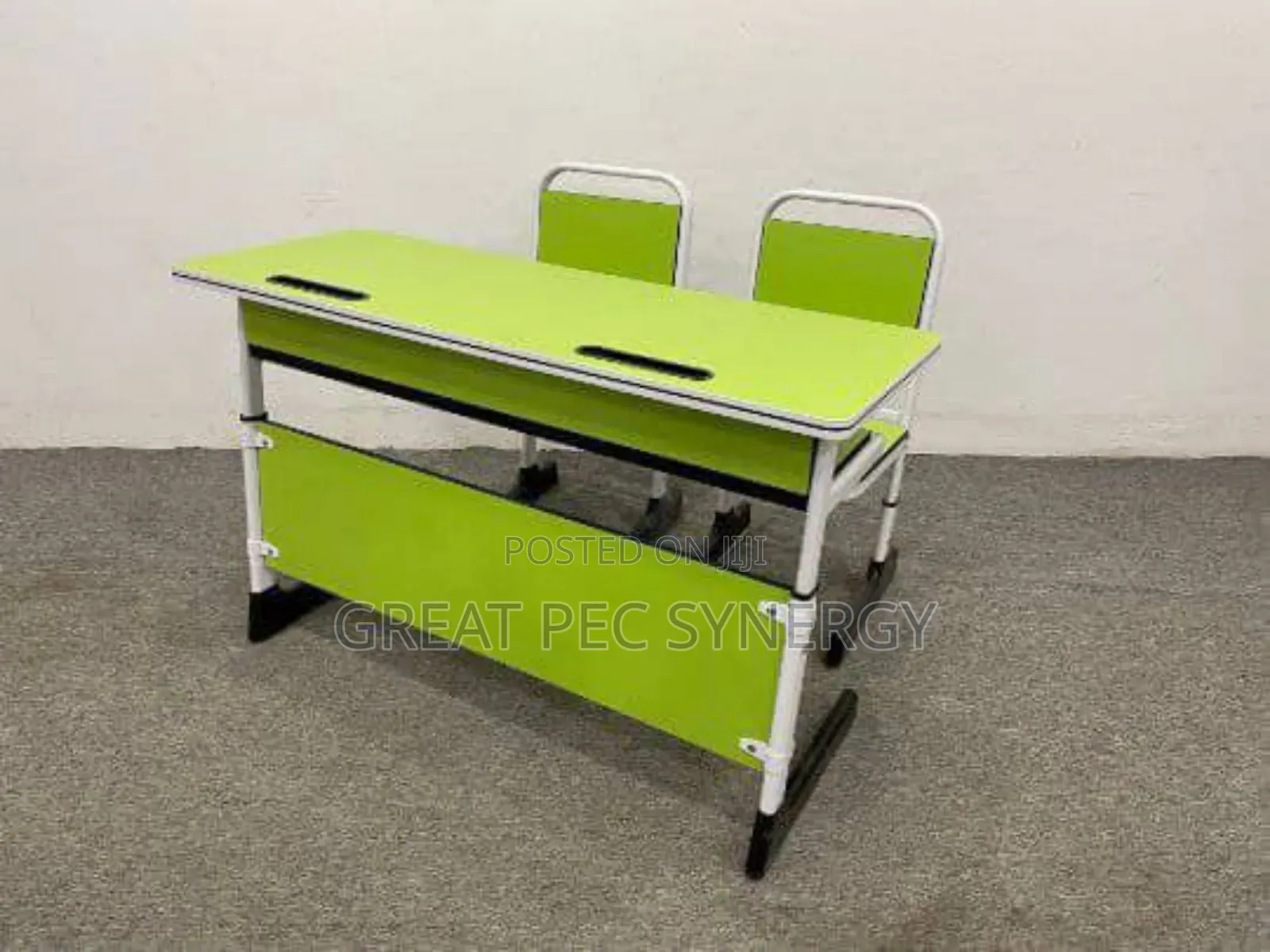 A Set of Student Study Double Desk and 2 Chairs