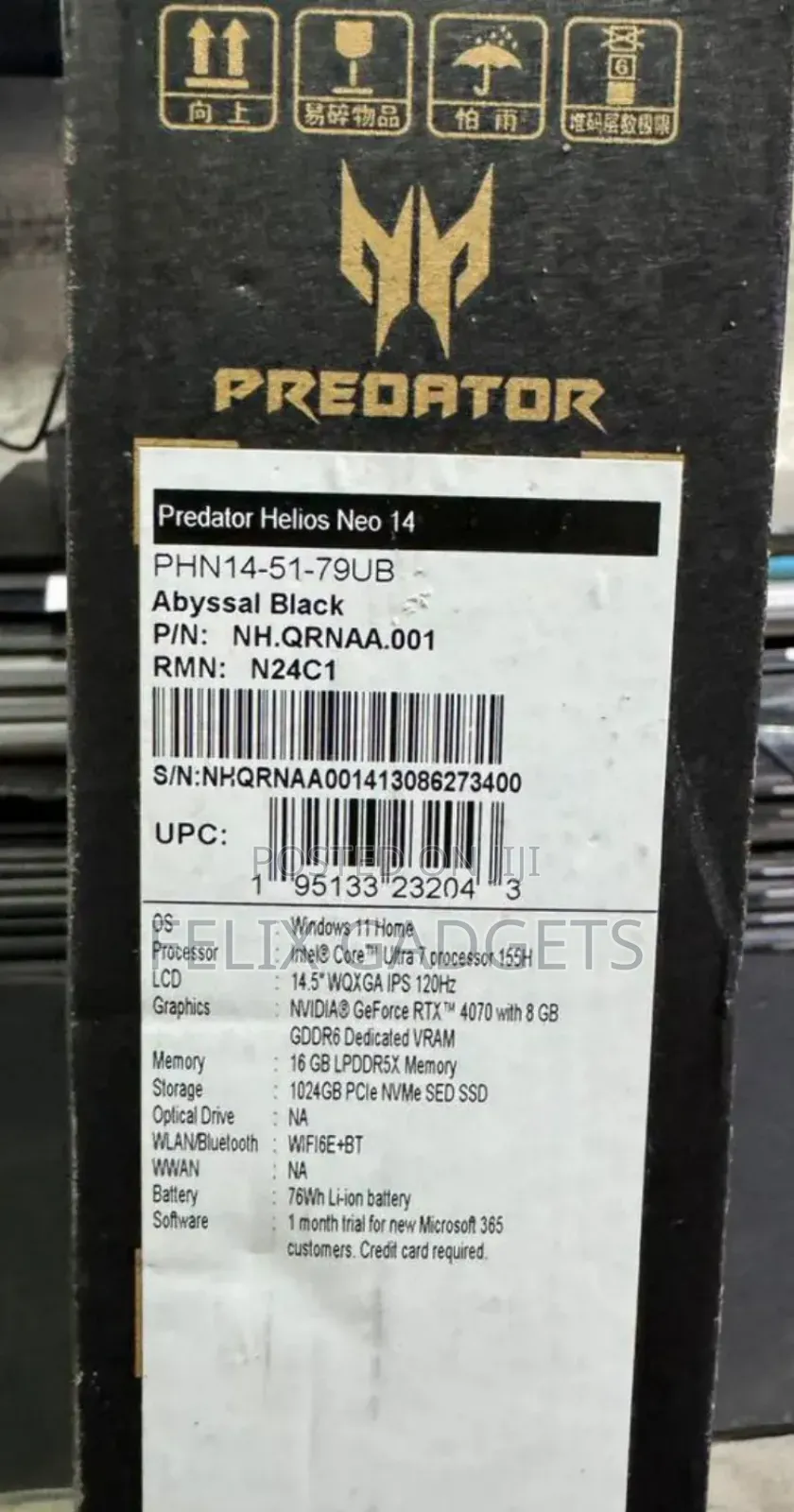 New Laptop Acer 16GB Intel Core Ultra 7 SSD 1T