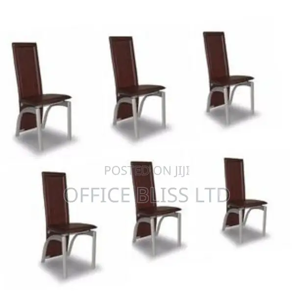 Dinning Leather Comfort Chairs 6 Pieces Brown