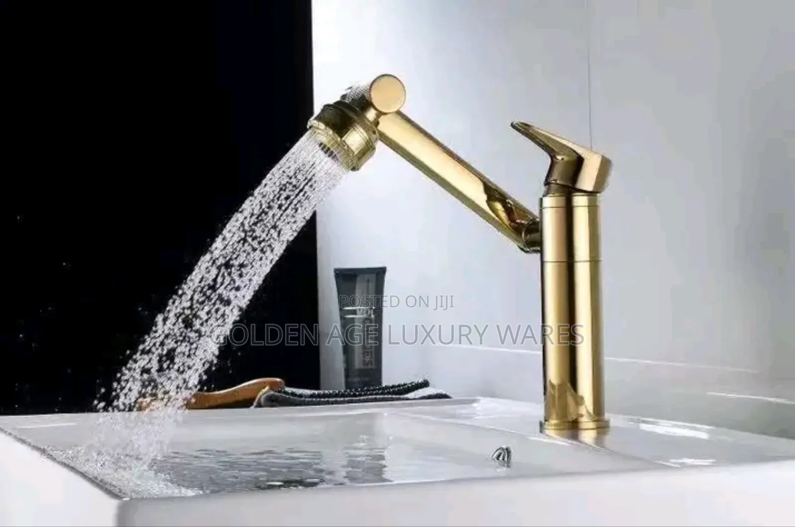 Gold Swerving Basin Mixer