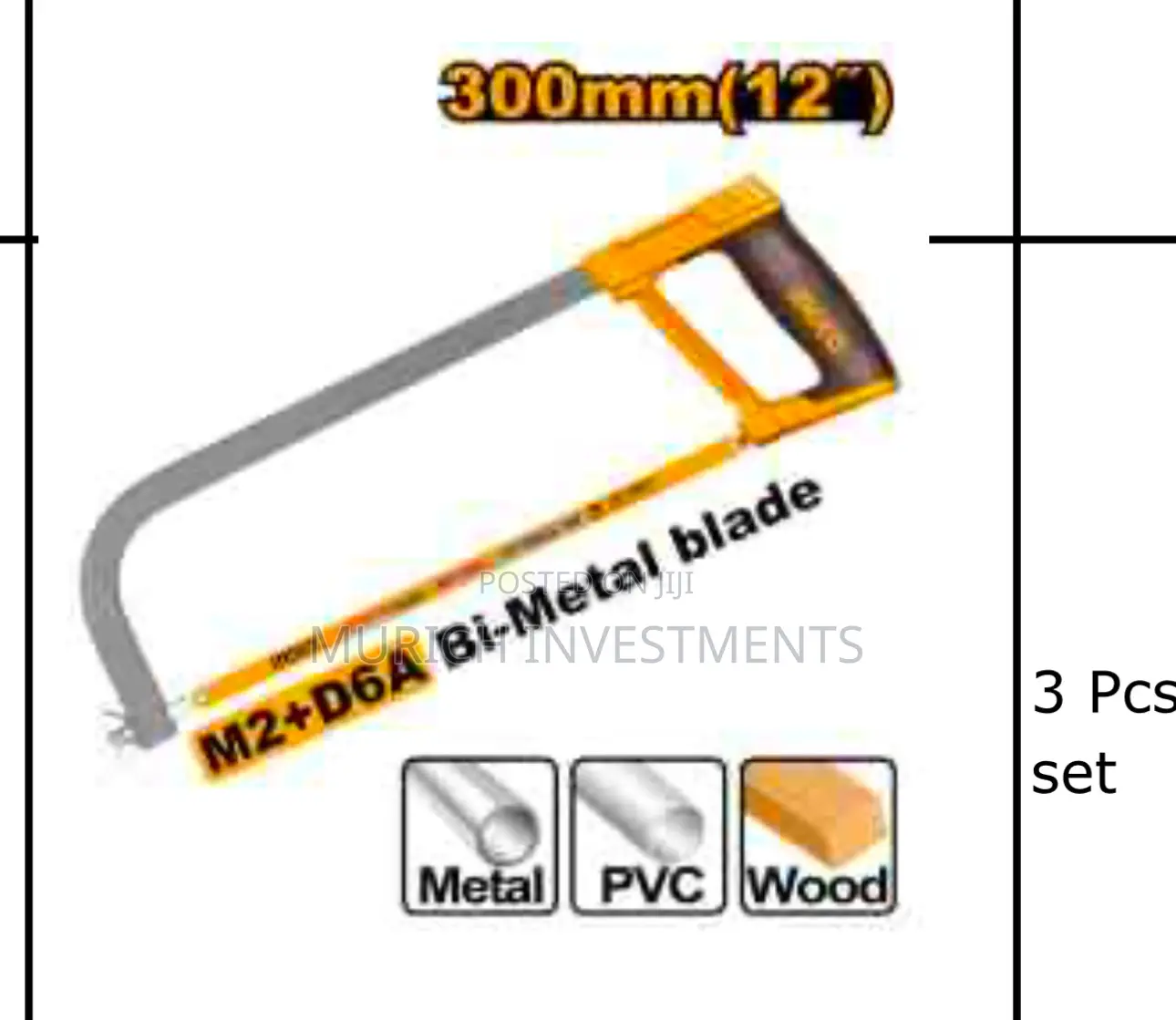 Ingco Hacksaw Frame With Adjustable Soft Grip and Saw Blade