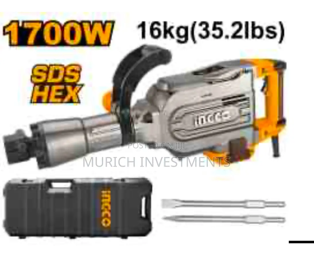 INGCO 1700W 16KG Electric Demolition Breaker W/ 2 PCS Chisel