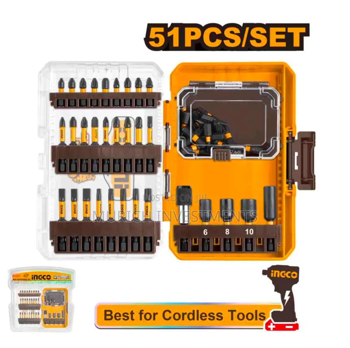 Ingco 51 PCS Impact Screwdriver Bits Set