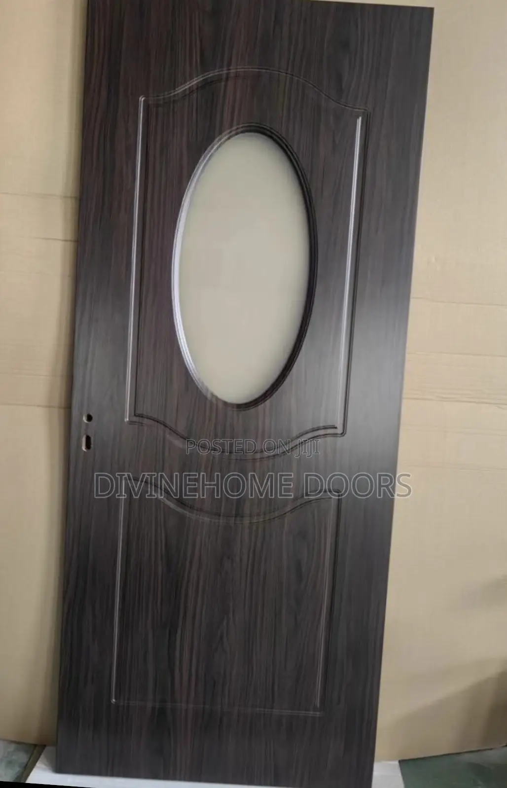 Egg Design Glass Wood Door