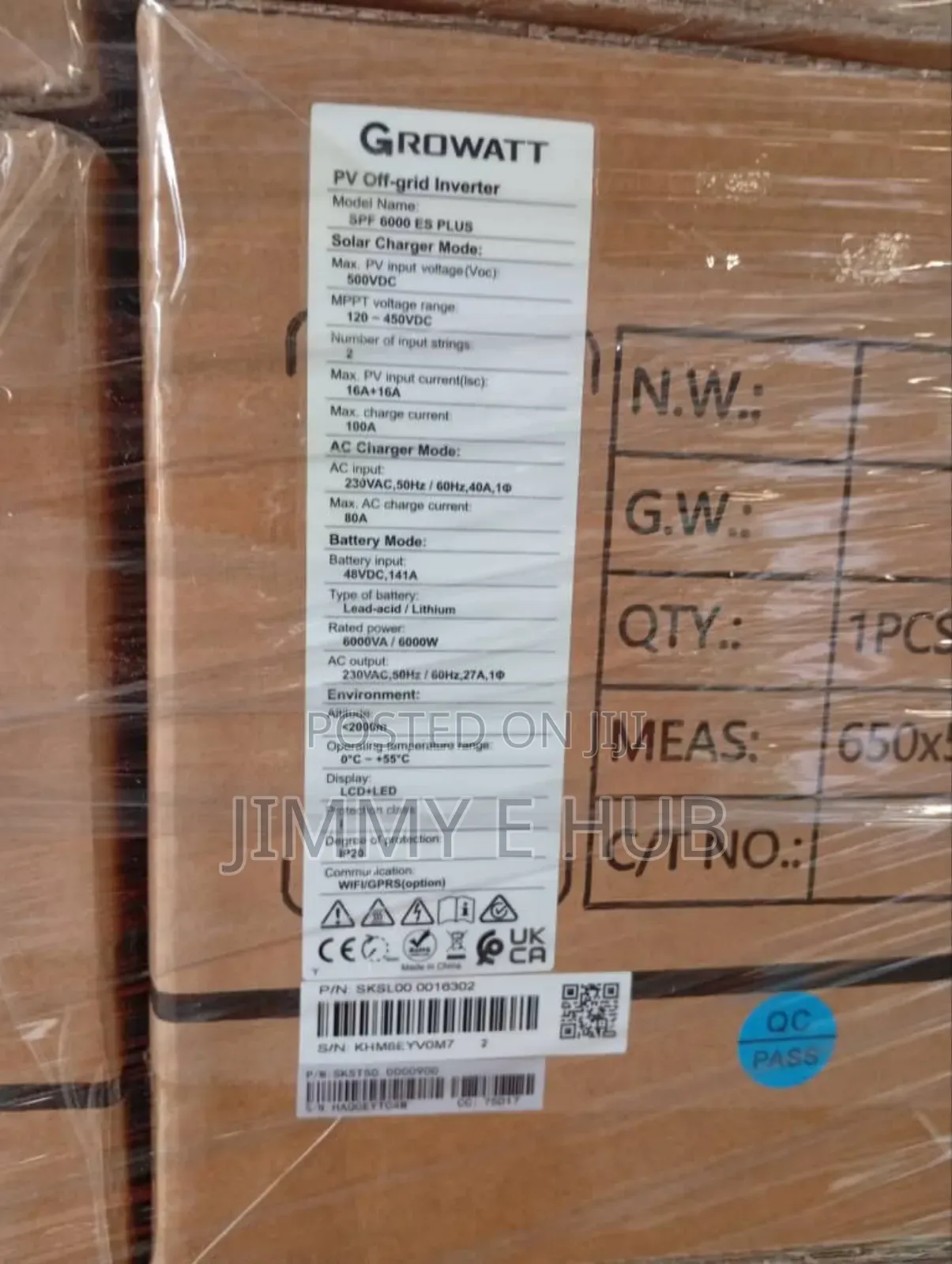 Growatt SPF 6000 Es Plus Hybrid 6kw 48v Big Pv Input Inverter