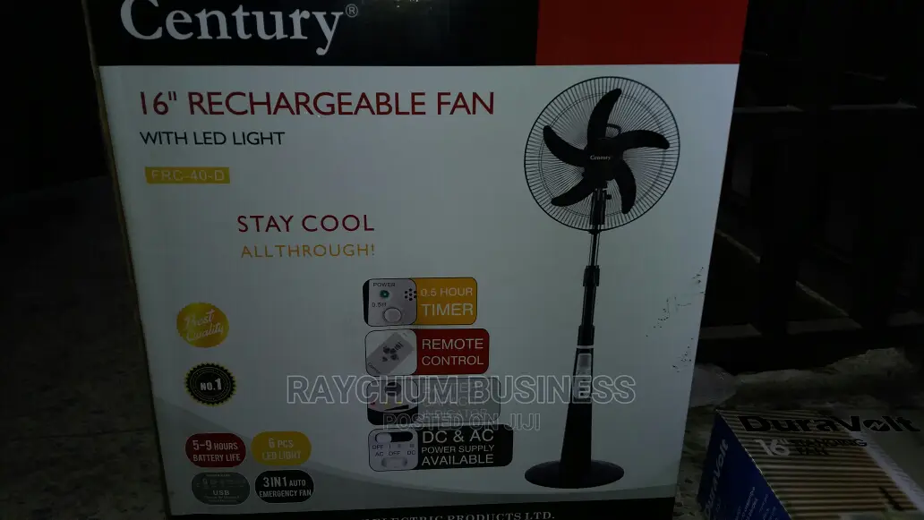 Century Rechargeable Fan 16inches With Solar Supported