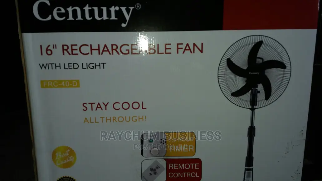 Century Rechargeable Fan 16inches With Solar Supported