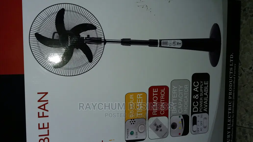Century Rechargeable Fan 16inches With Solar Supported