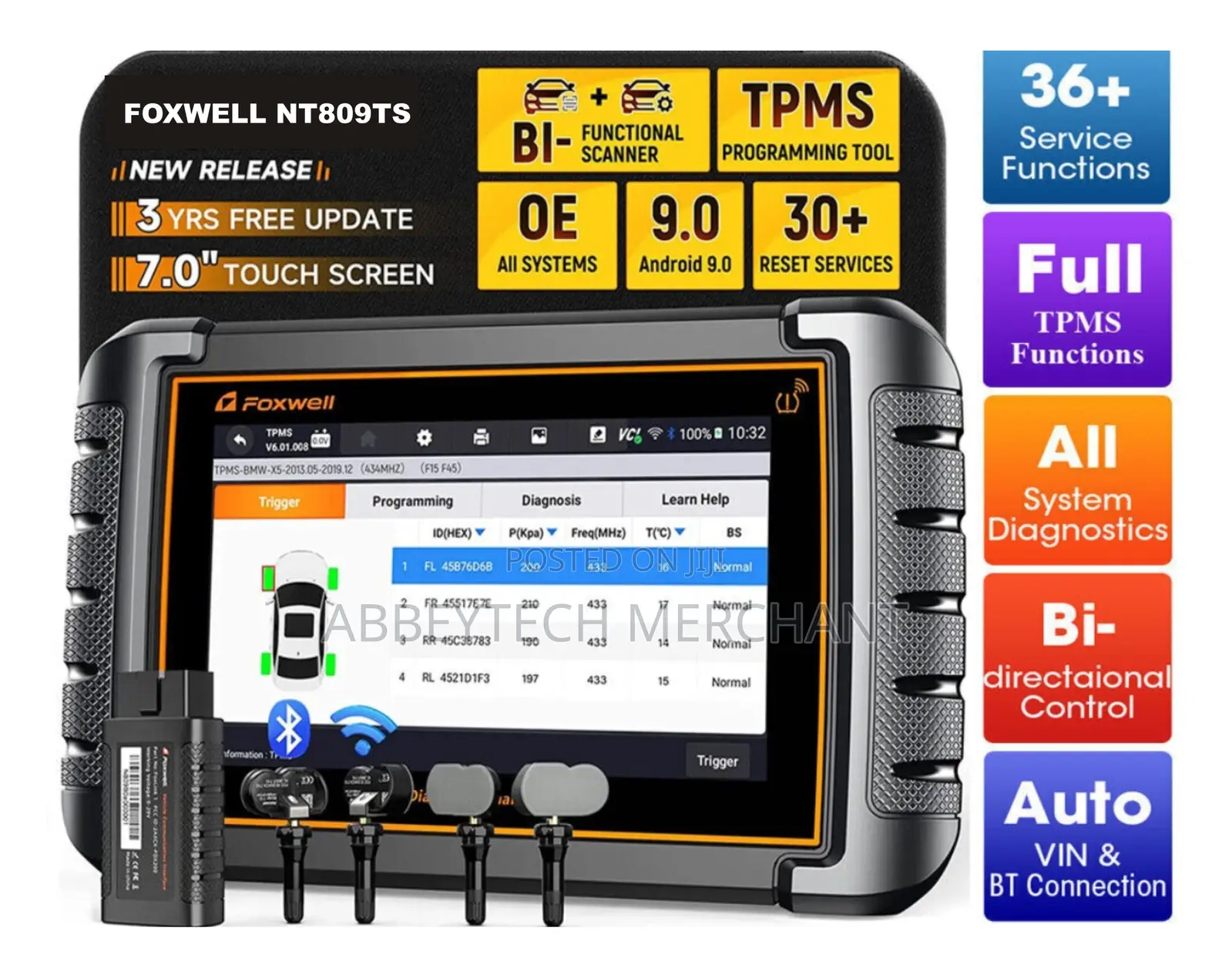 Foxwell Nt809ts Tpms, Immo Cars Scanner Wit Reset Sevices
