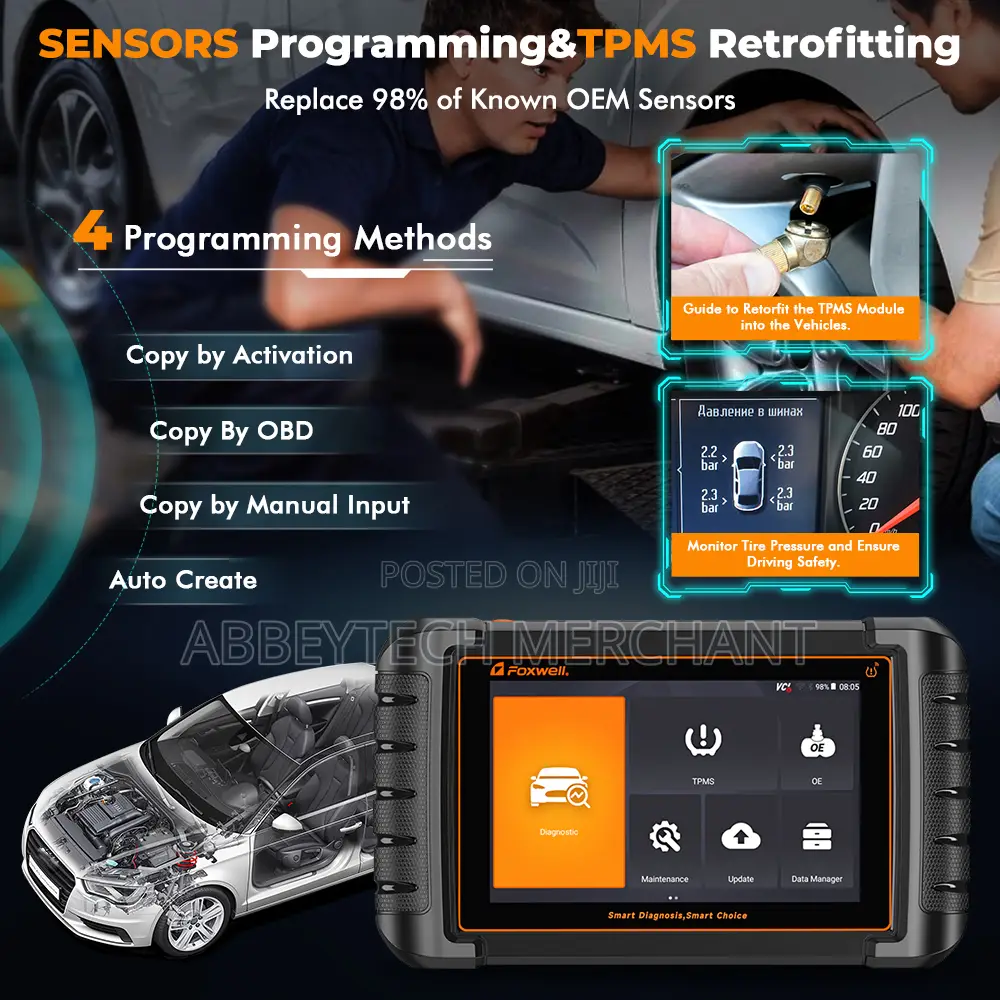 Foxwell Nt809ts Tpms, Immo Cars Scanner Wit Reset Sevices