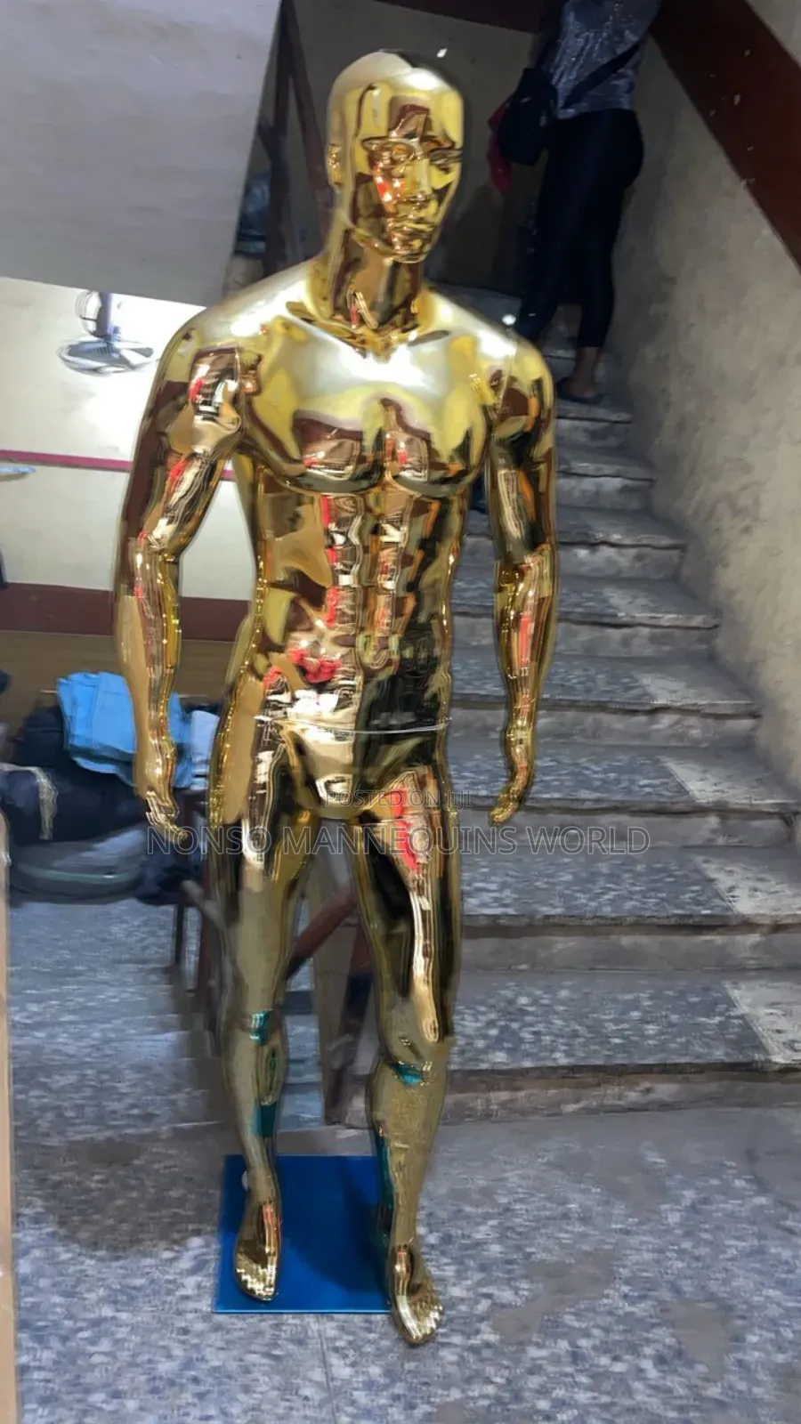 Huge Gold Male Mannequin With Face