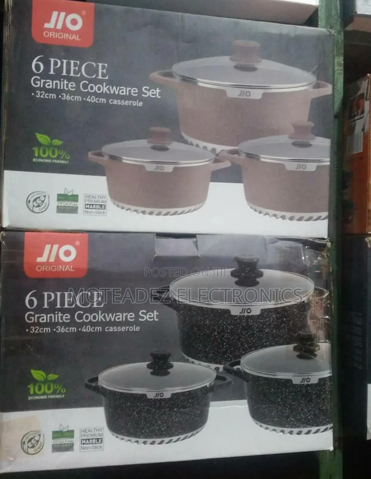 Jio Original 6pcs Big Sizes Non Stick Granite Cookware Sets