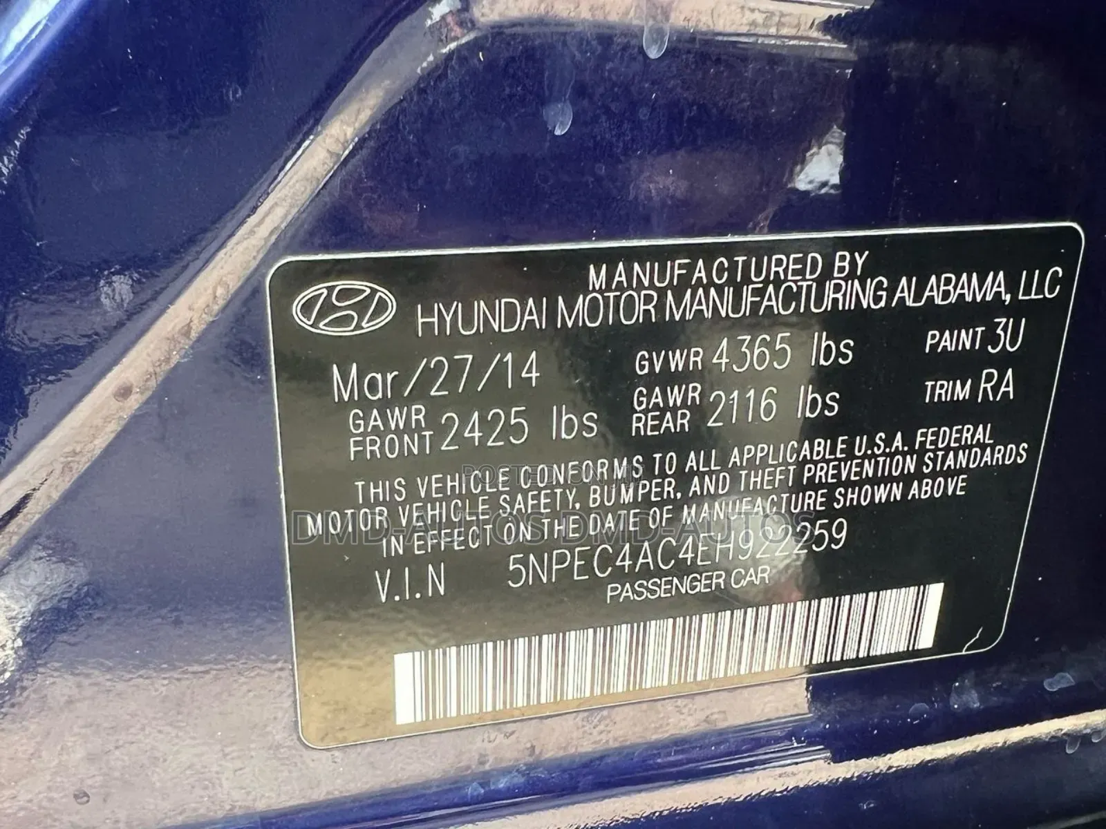 Hyundai Sonata 2014 Blue