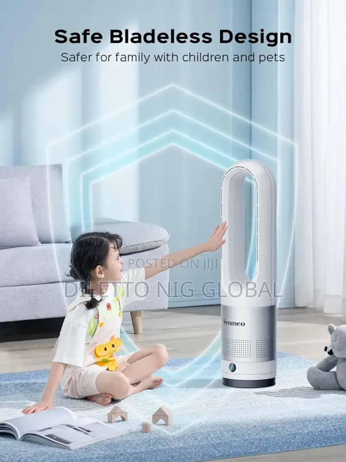 Senmeo Bladeless Fan, Tower Fan With Remote Control