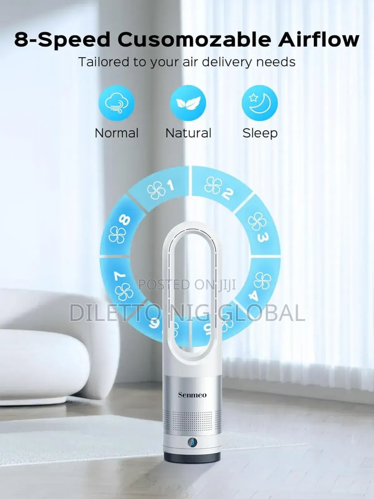 Senmeo Bladeless Fan, Tower Fan With Remote Control