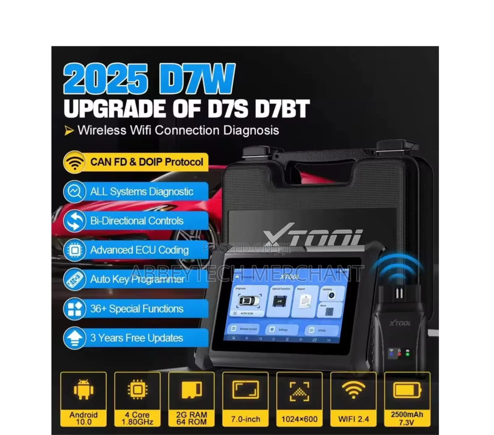 Xtool D7w Wireless Cars Scanner Ecu Coding, Immo 36+ Resets